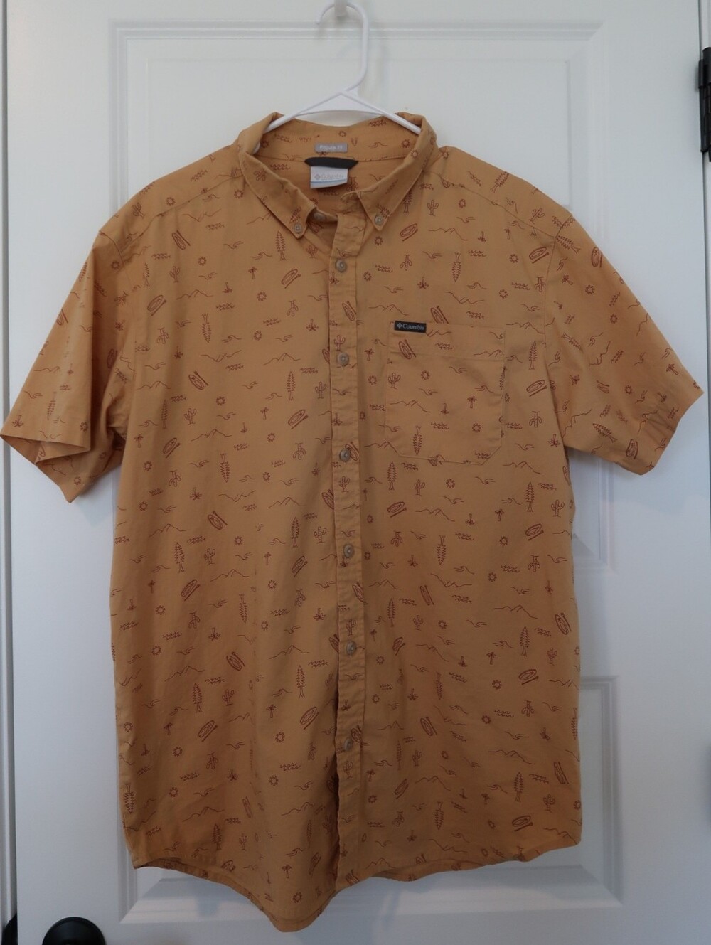 Columbia Men's Regular Fit Printed Short Sleeve Button Shirt Size Large